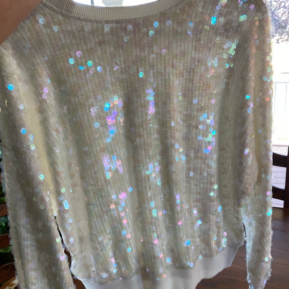 Parker Ivory sequin sweater size M. New/never worn - Picture 3 of 4